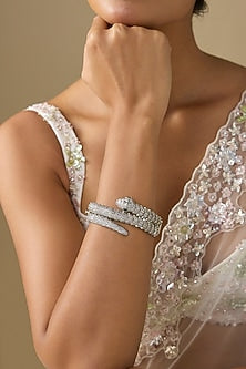 White Finish Zircon Snake Wrap Bracelet