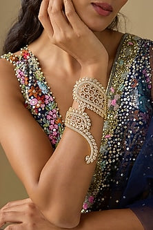 Two-Tone Finish Zircon Adjustable Bracelet