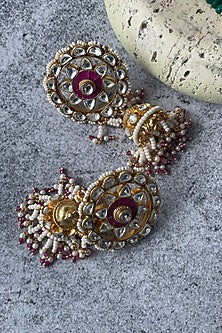 Gold Finish Pachi Kundan & Beaded Long Necklace Set