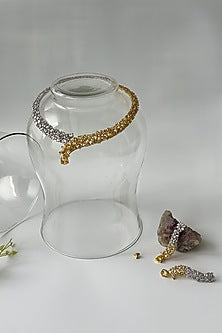 Gold Finish Yellow Stone & Zircon Choker Necklace Set