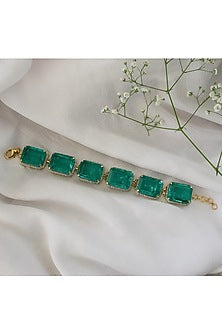 White Finish Green Zircon Choker Necklace Set