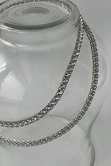 White Finish Zircon Long Necklace