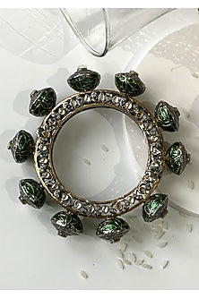 Black Rhodium FInish Kundan Polki Enameled Kada