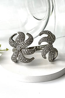 White Finish Zircon Cut Cuff Bracelet