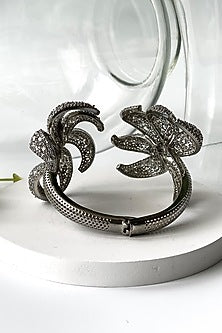 White Finish Zircon Cut Cuff Bracelet