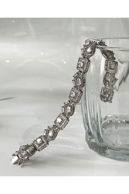 White Finish Zircon Cuff Bracelet
