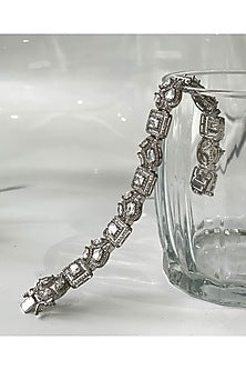 White Finish Zircon Cuff Bracelet