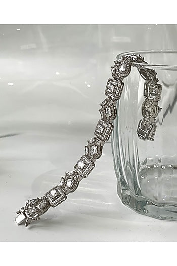 White Finish Zircon Cuff Bracelet