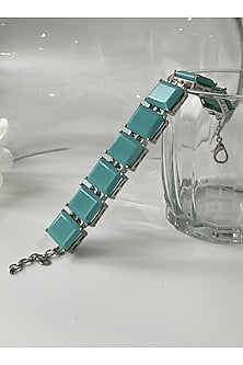 White Finish Turquoise Stone Doublet Bracelet