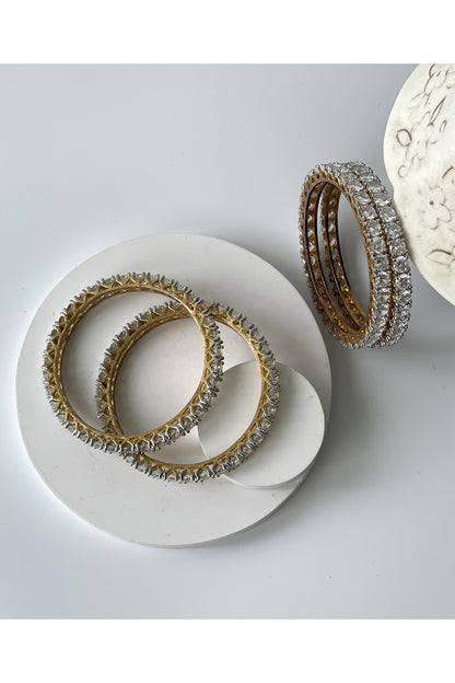 Gold Finish Zircon Bangles (Set of 4)