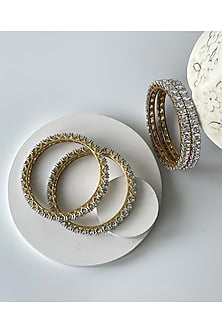 Gold Finish Zircon Bangles (Set of 4)