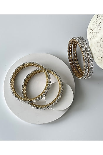 Gold Finish Zircon Bangles (Set of 4)