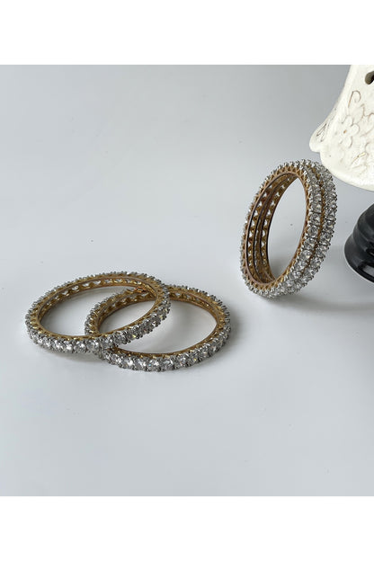 Gold Finish Zircon Bangles (Set of 4)