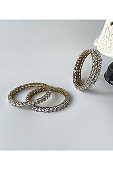 Gold Finish Zircon Bangles (Set of 4)