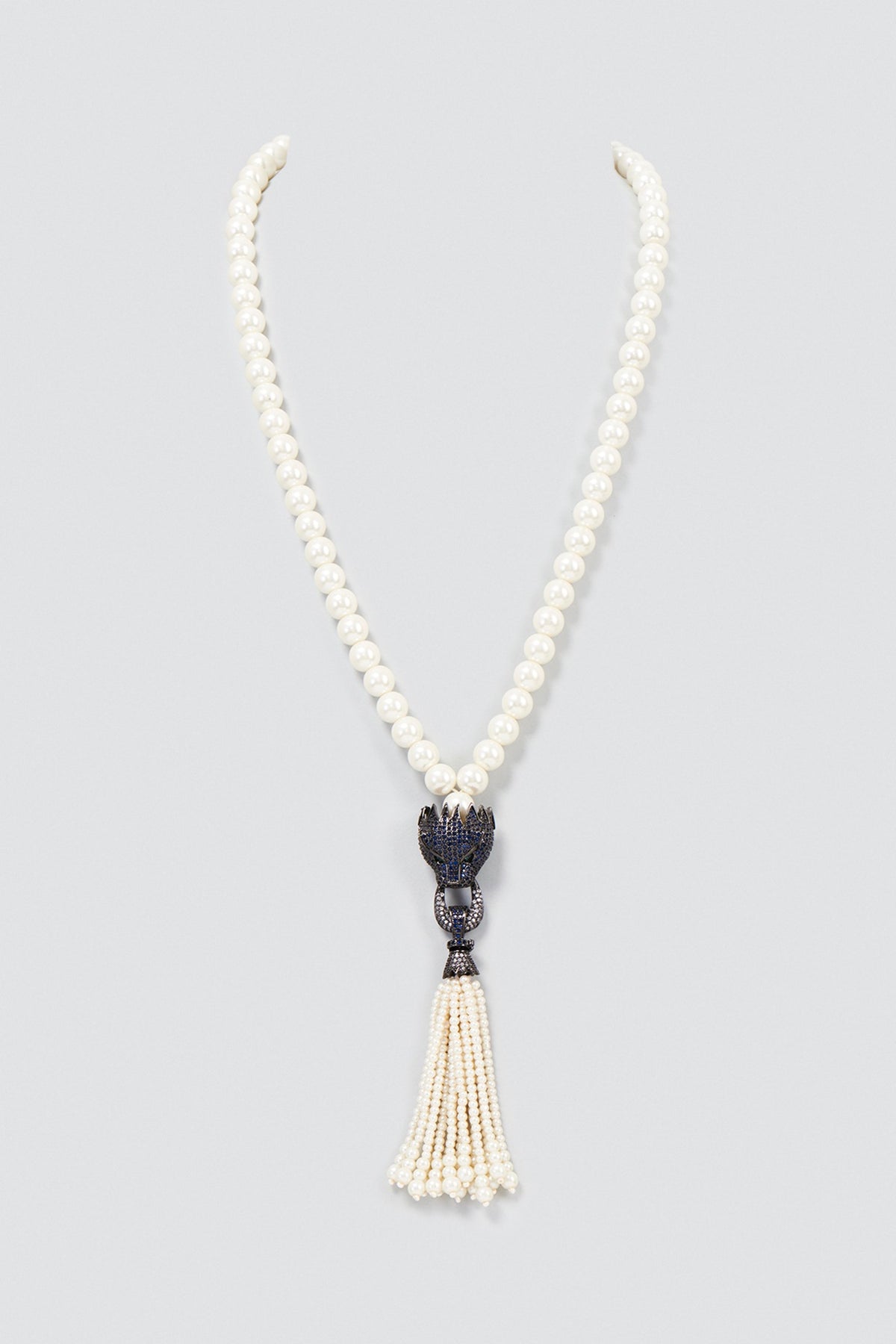 White Long Bulgari Pendant Necklace