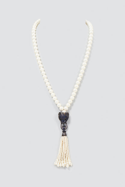White Long Bulgari Pendant Necklace