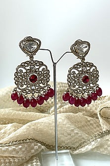 Antique Gold Finish Kundan Polki & Red Beaded Choker Necklace Set