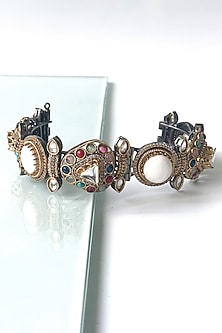 Two-Tone Finish Kundan Polki & Multi-Colored Stone Bangle