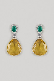 White Finish Zircon Dangler Earrings