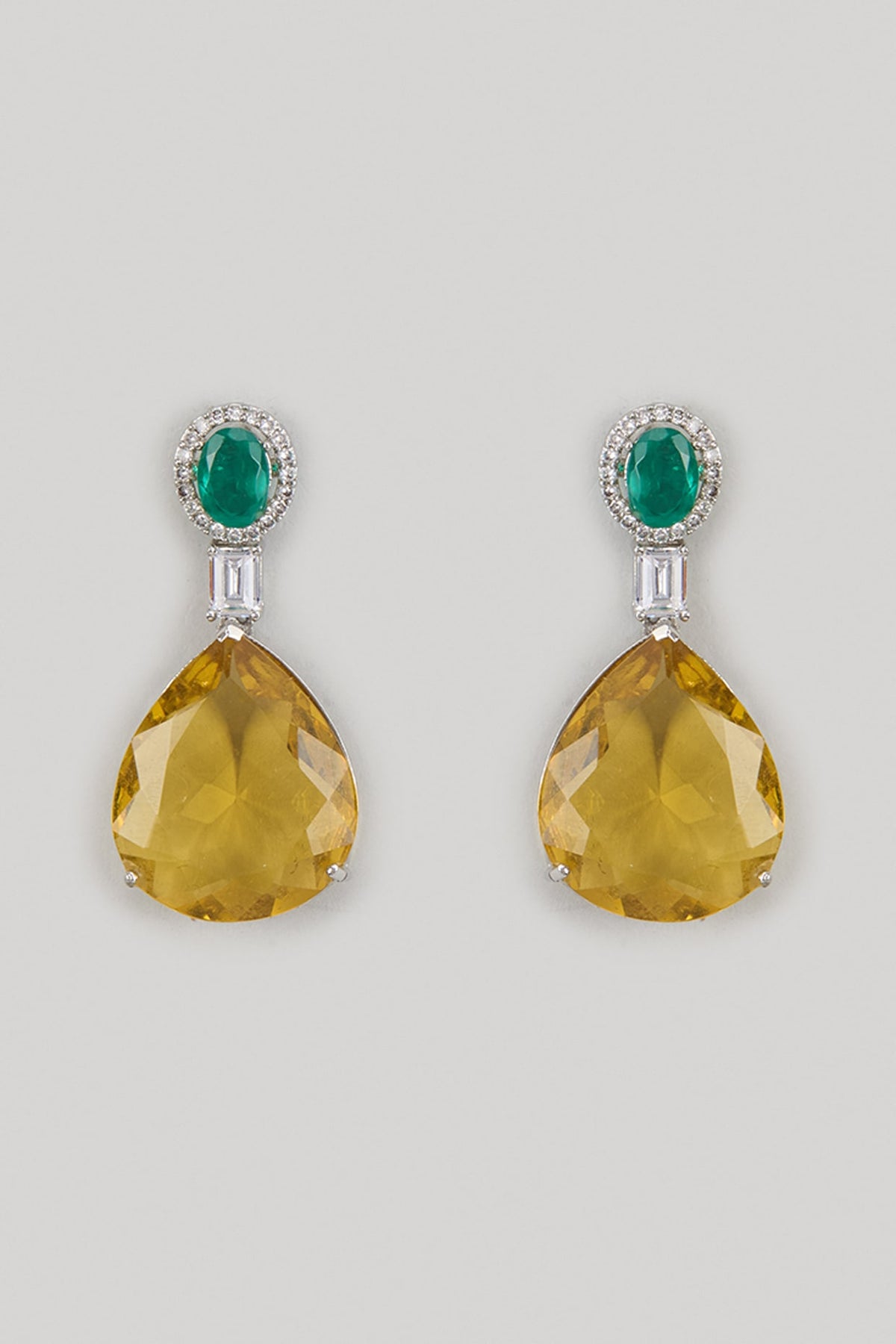 White Finish Zircon Dangler Earrings