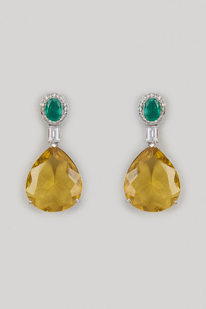 White Finish Zircon Dangler Earrings