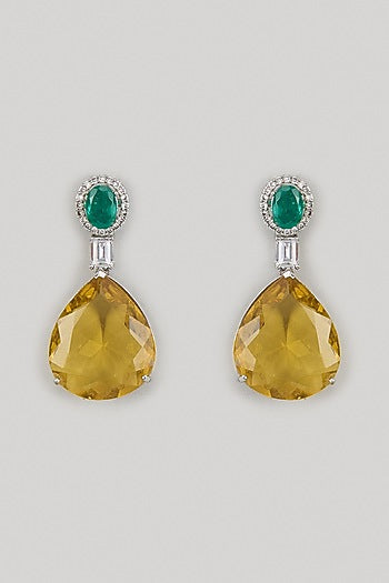 White Finish Zircon Dangler Earrings