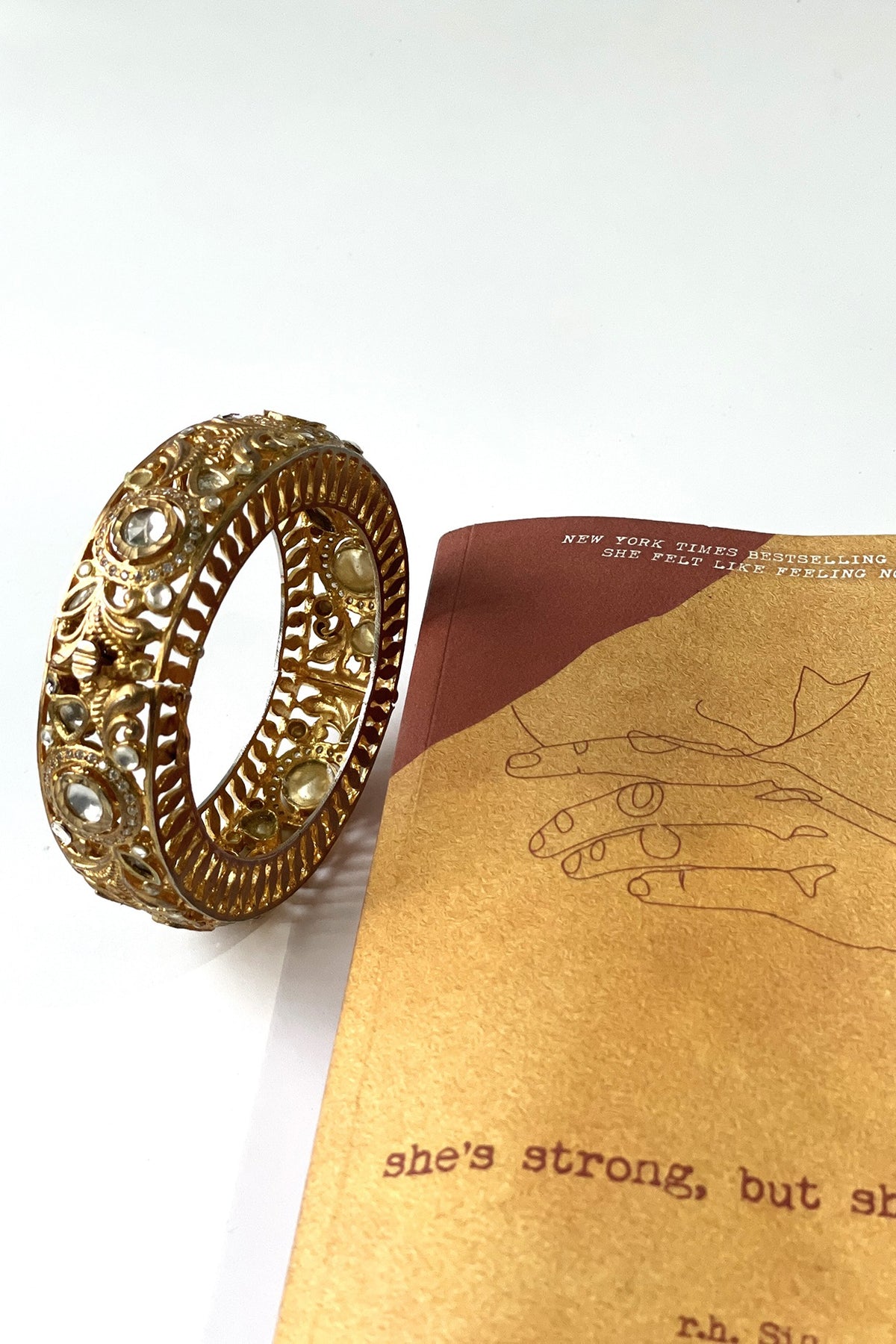 Gold Finish Temple Filigree Bangle