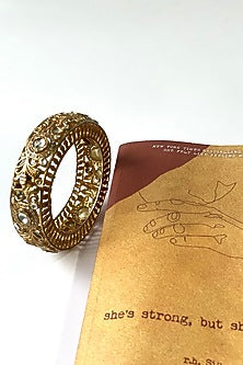 Gold Finish Temple Filigree Bangle