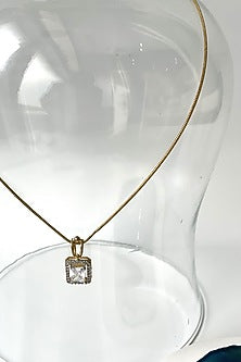 Gold Finish Synthetic Stone Dainty Long Necklace Set