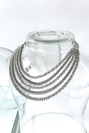 White Finish Zircon Layered Necklace