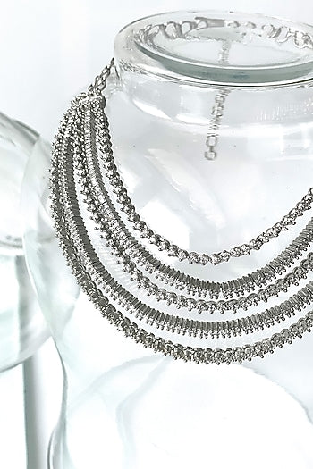 White Finish Zircon Layered Necklace