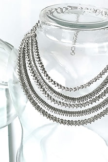 White Finish Zircon Layered Necklace