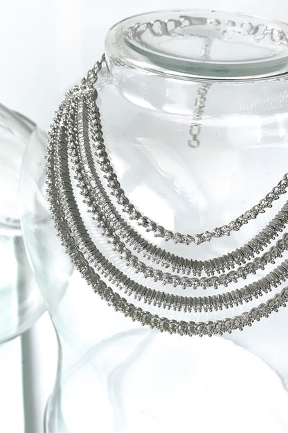 White Finish Zircon Layered Necklace