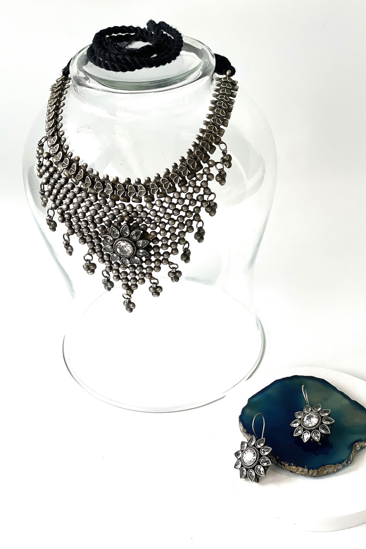 Black Rhodium Finish Oxidised Necklace Set