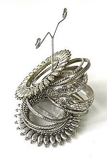 Black Rhodium Finish Oxidised German Bangles (Set Of 20)