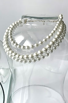 White Finish Pearl Layered Necklace
