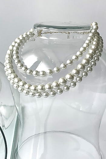 White Finish Pearl Layered Necklace
