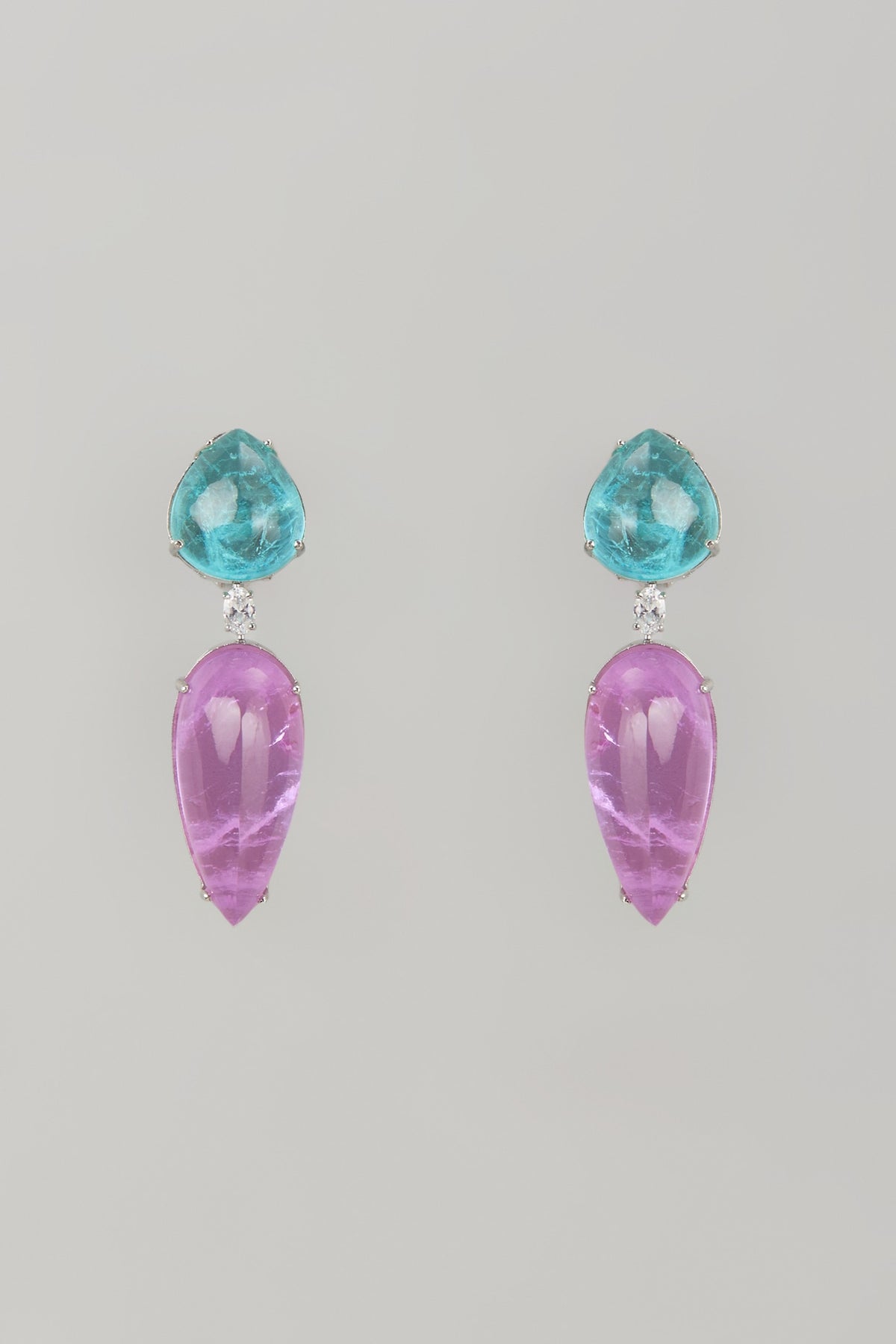 Two Tone Finish Blue & Lavender Stone Dangler Earrings