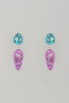Two Tone Finish Blue & Lavender Stone Dangler Earrings