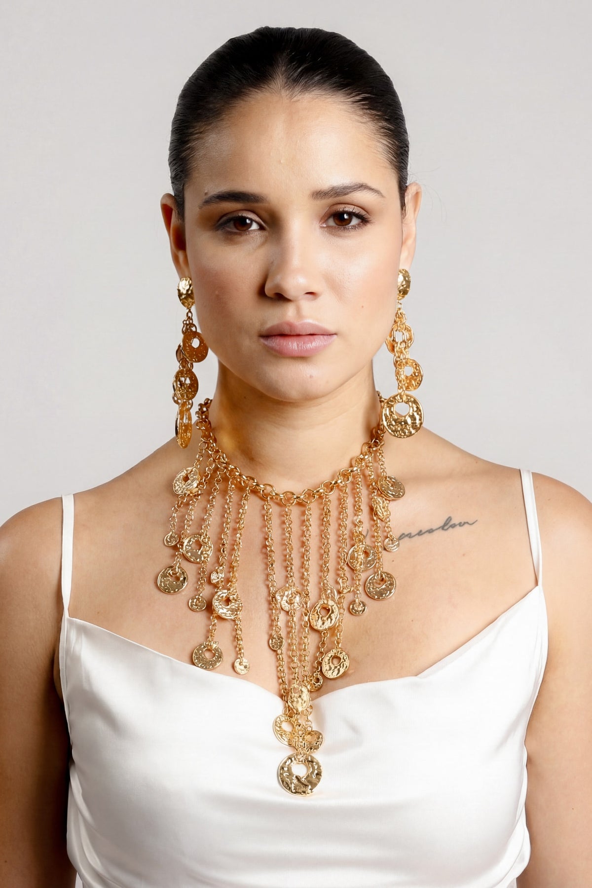 Gold Plated Fluid Chain Drop Necklace