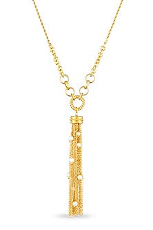Gold Plated Freshwater Pearl & Tassel Drop Necklace
