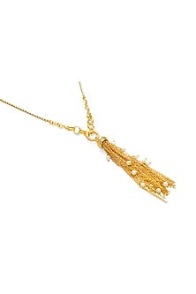 Gold Plated Freshwater Pearl & Tassel Drop Necklace
