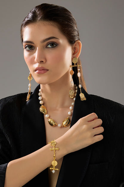 Gold Plated Pearl Adjustable Bracelet
