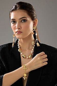 Gold Plated Pearl Adjustable Bracelet