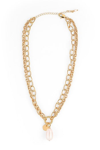 Gold Plated Freshwater Pearl Chain Necklace