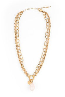 Gold Plated Freshwater Pearl Chain Necklace