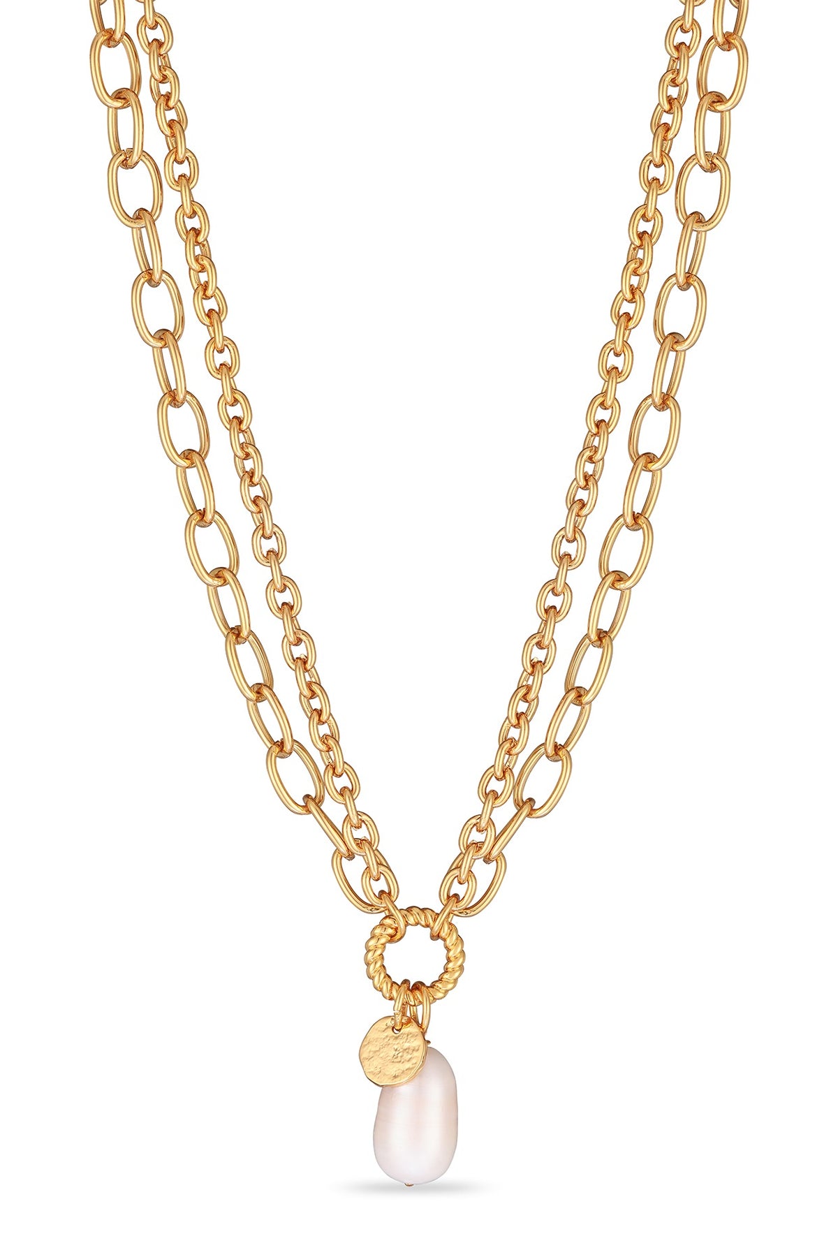 Gold Plated Freshwater Pearl Chain Necklace