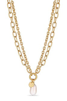 Gold Plated Freshwater Pearl Chain Necklace