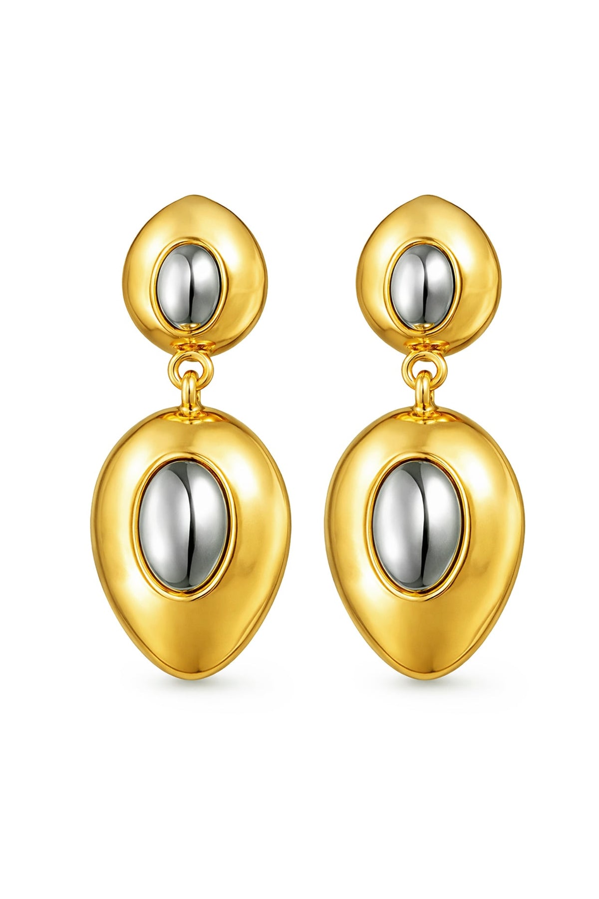 Gold Plated Brass Geometric Statement Dangler Earrings