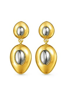 Gold Plated Brass Geometric Statement Dangler Earrings